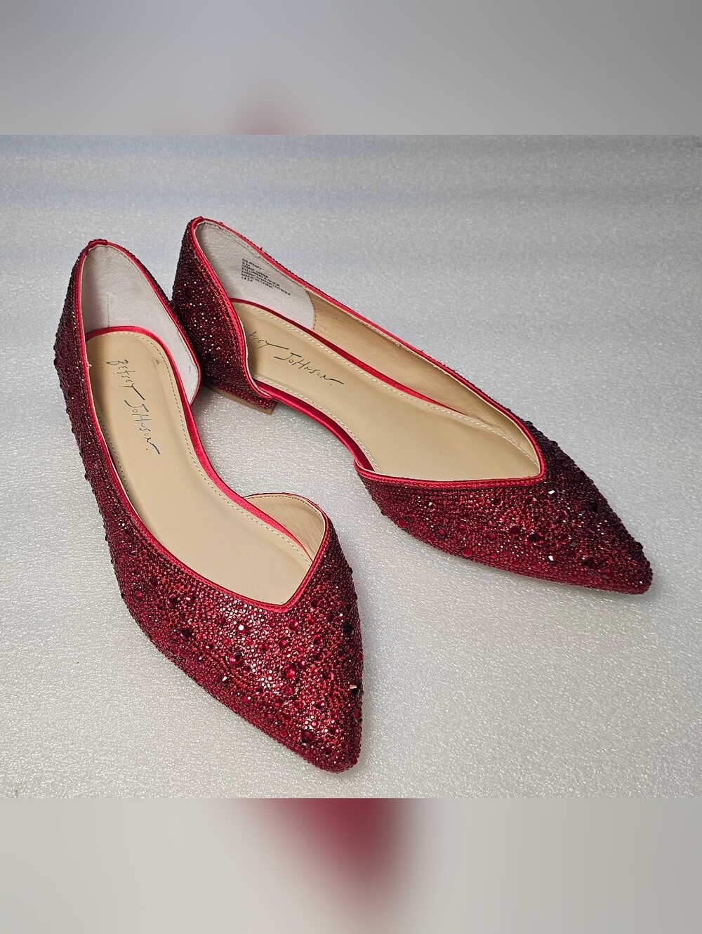 Betsey Johnson Red Beaded Pointed Toe Flats